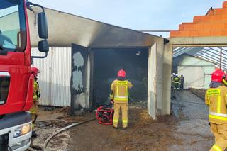 Pożar obory w Dalkach pod Gnieznem