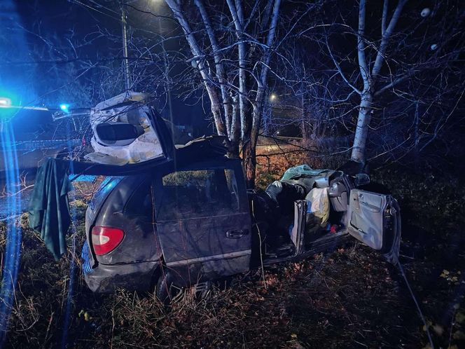 Tragiczny wypadek w Ostródzie. Samochód wbił się w drzewo, nie żyje 25-latek