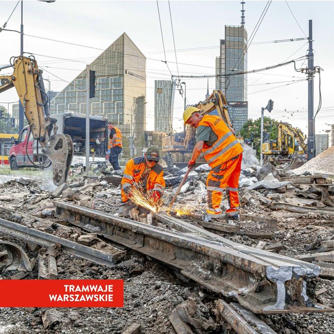 Tramwajowy remont pl. Zawiszy w Warszawie