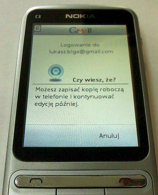 Nokia C3-01 konto pocztowe