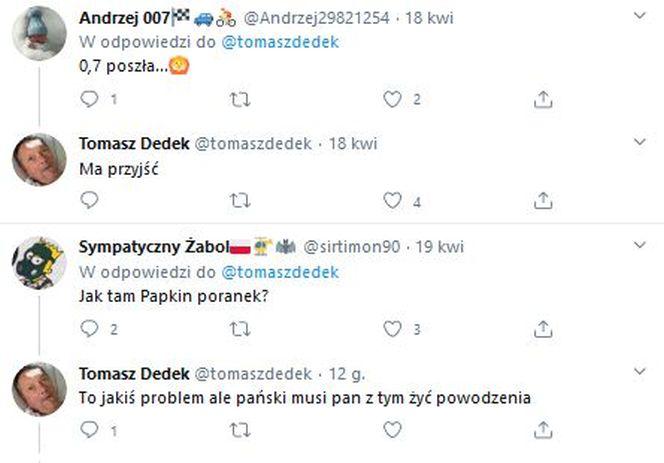 Tomasz Dedek publikuje niepokojące posty na Twitterze