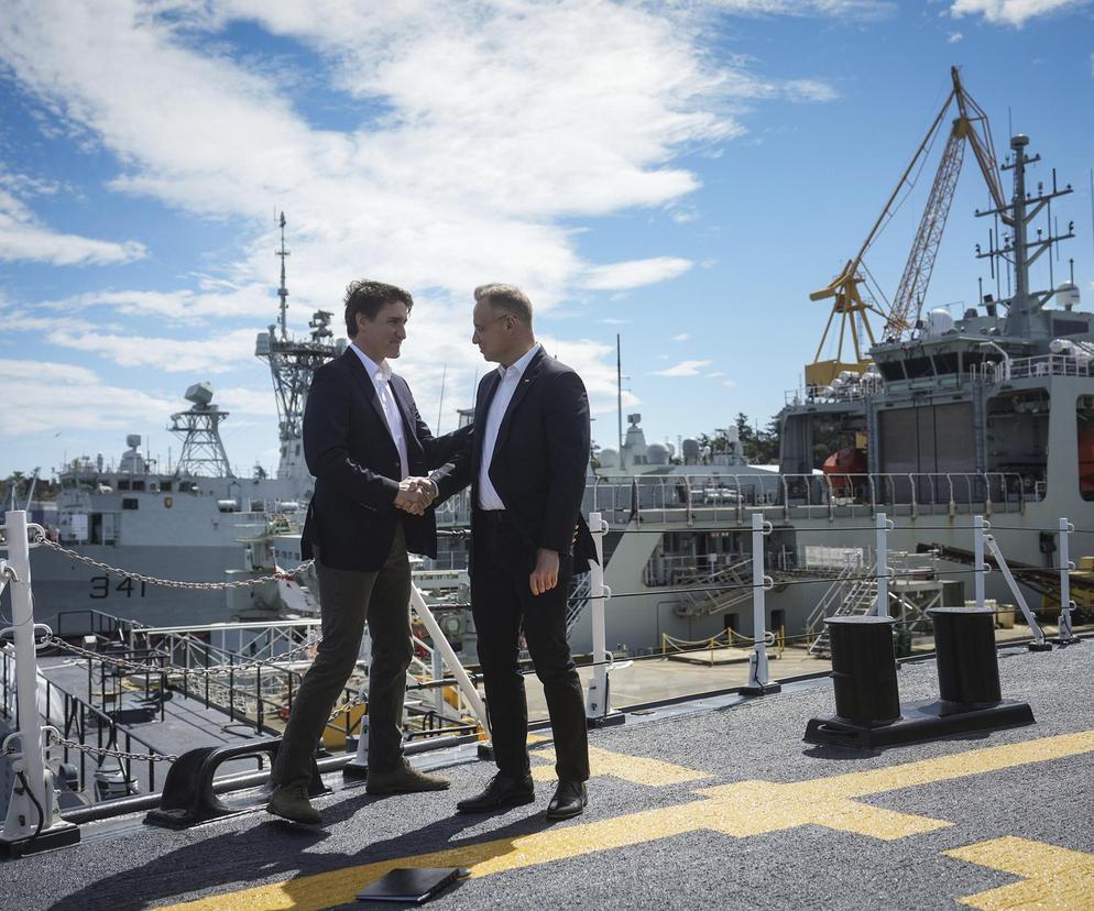 Prezydent RP Andrzej Duda i premier Kanady Justin Trudeau. Spotkanie z Premierem Kanady w bazie marynarki wojennej Canadian Forces Base Esquimalt