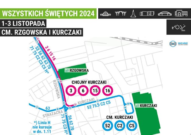 MPK Łódź w okresie Wszystkich Świętych