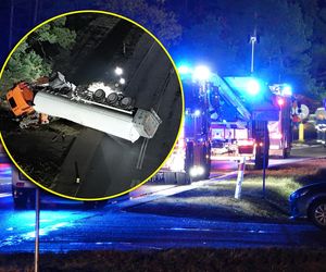 Przewalona cysterna z azotem w Skuszewie.