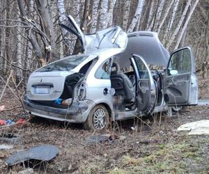 Tragiczny wypadek w Zrąbie w pow. zamojskim. Auto roztrzaskało się na drzewie