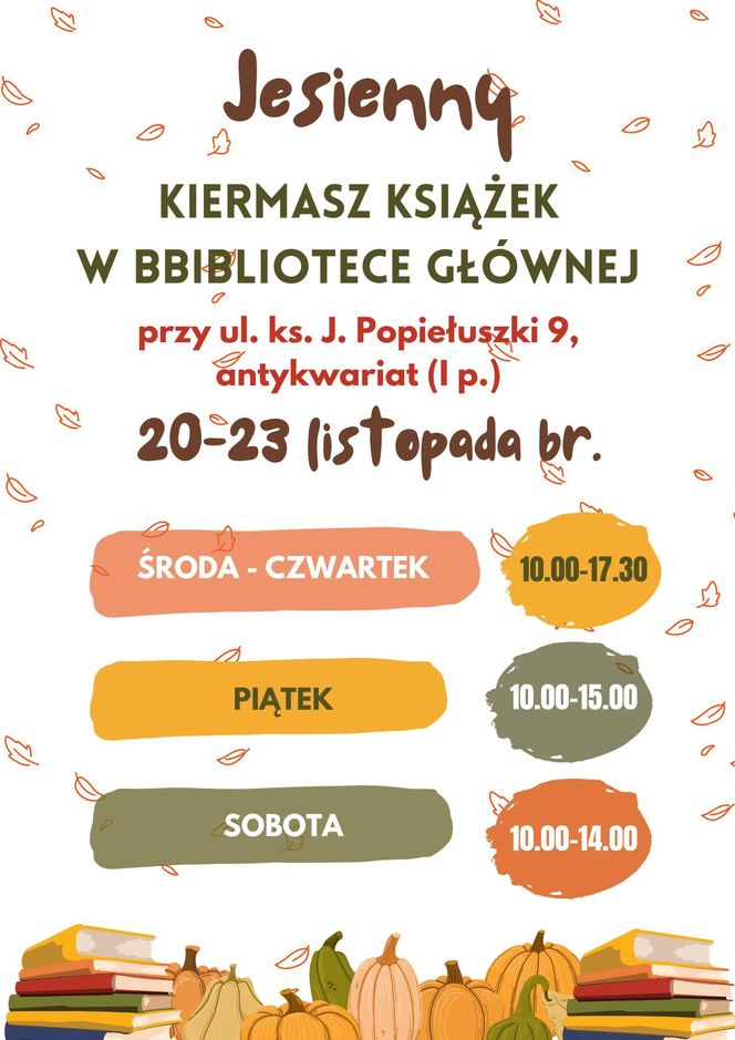 Jesienny Kiermasz Książek w Bibliotece Głównej Uniwersytetu w Siedlcach w dniach 20-23 listopada