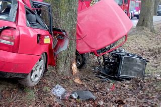 Wypadek z jak z koszmaru pod Człuchowem! 39-latek zginął w zmasakrowanym audi [ZDJĘCIA]