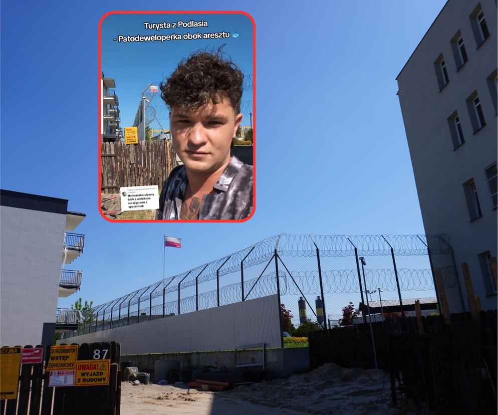 TikToker ocenił blok z widokiem na więzienie w Białymstoku. Turysta z Podlasia dostrzegł kolejny problem