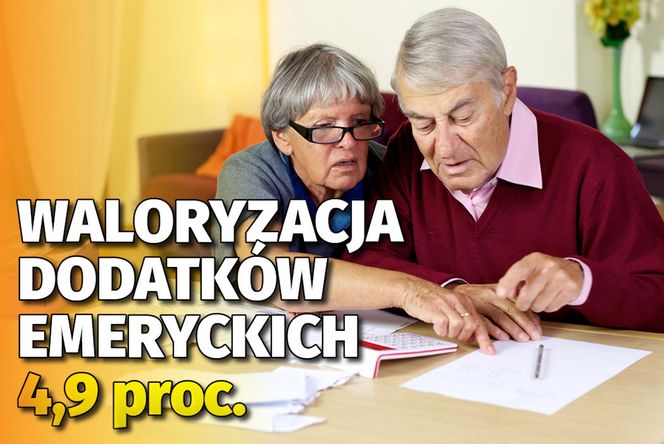 Waloryzacja dodatków emeryckich 4,9 proc