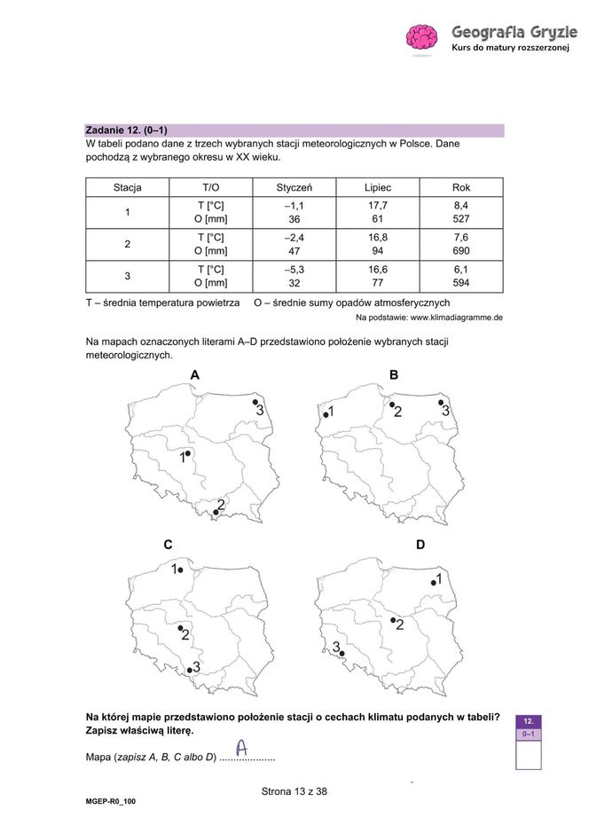 Matura próbna 2024 - geografia