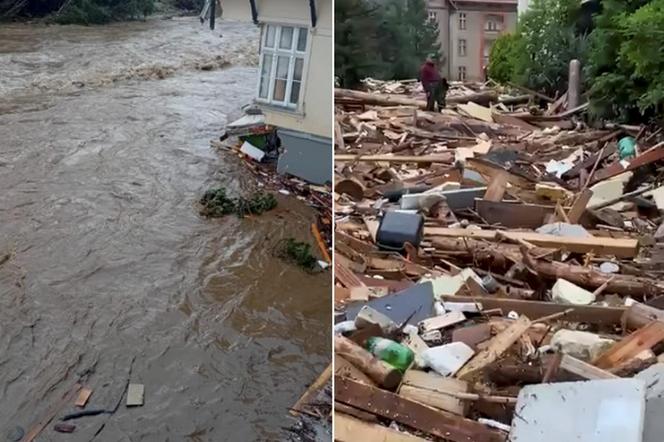 Rzeka w Głuchołazach porwała ścianę kaplicy bł. Luizy Merkert w Ośrodku Skowronek