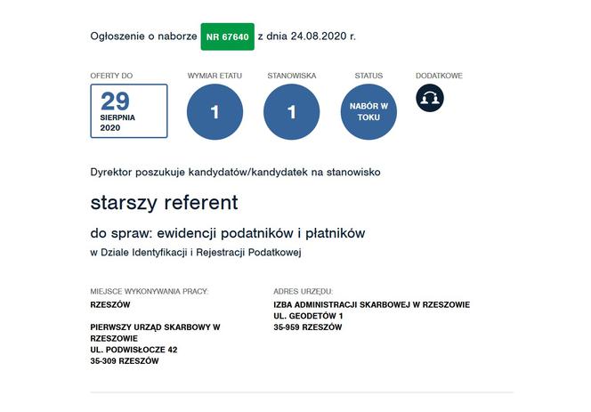 starszy referent do spraw: ewidencji podatników i płatników 