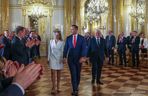 Marta Nawrocka w jasnej kreacji na Zamku Królewskim