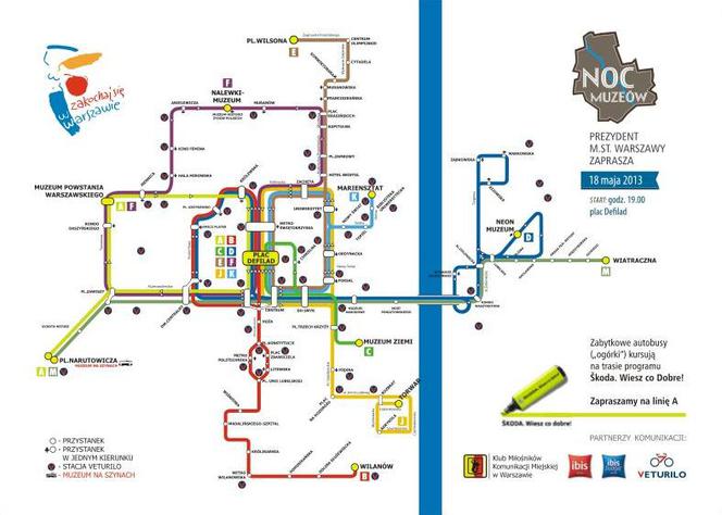 Noc Muzeów w Warszawa, mapa