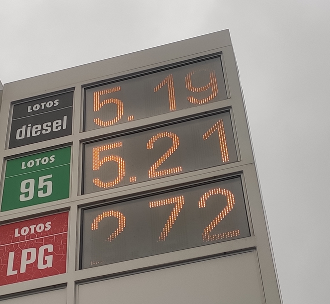 Ceny paliw na stacji benzynowej