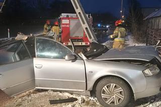 Groźny wypadek w Piątku. Strażacy wyciągali PIJANĄ 35-latkę ZAKLESZCZONĄ W AUDI