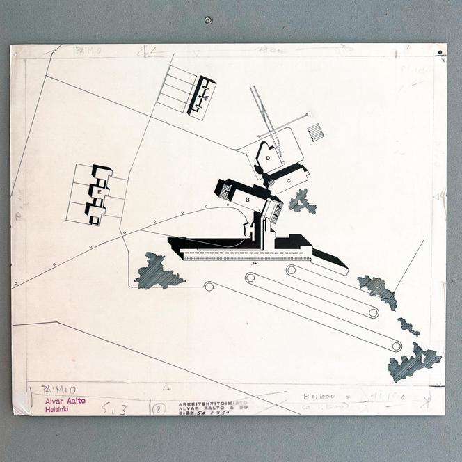 Oryginalny plan kompleksu sanatorium w Paimio