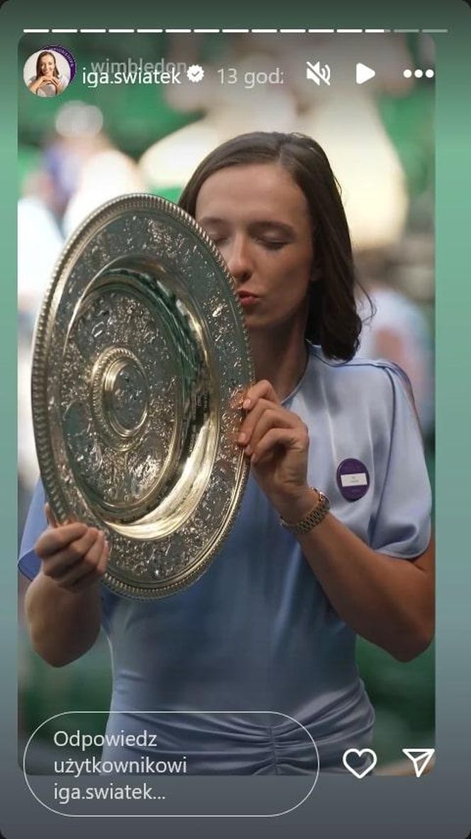 Wimbledon zdobyty, Rolex odkryty. Iga Świątek zachwyciła też błękitną kreacją!