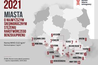 Polski Alarm Smogowy 2022. Ranking zanieczyszczonych miast