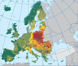 Stężenie benzo(a)pirenu w Europie w 2012 r. (Fot. European Environment Agency)
