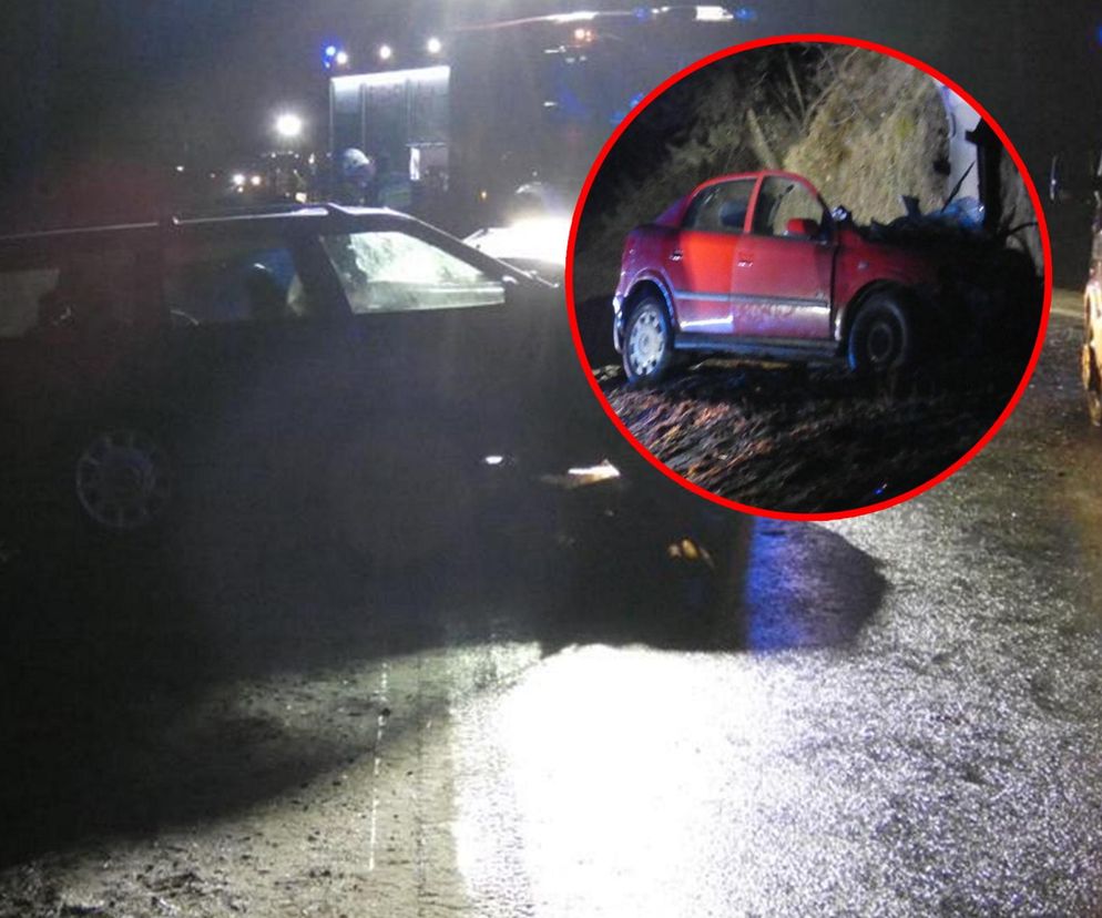 Auta roztrzaskały się czołowo! Rannych trzeba było wycinać ze zmiażdżonych wraków