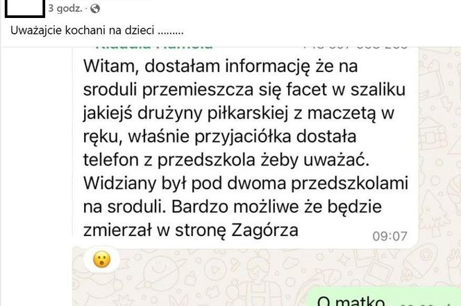 Niepokojące doniesienia mieszkańców Sosnowca: Facet w barwach klubowych z maczetą. Oświadczenie policji