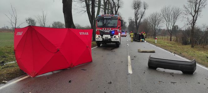 Z impetem wjechał w drzewo! Siła uderzenia rozerwała samochód