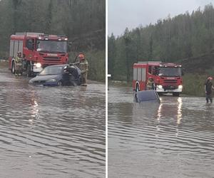 Samochód porwała rzeka. Kobieta uciekła oknem