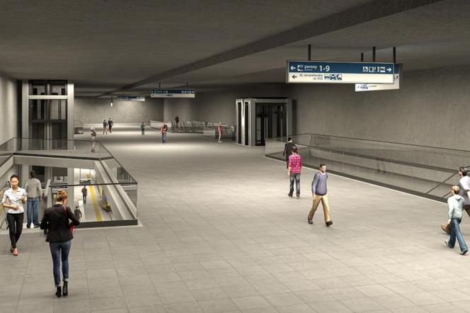 Podziemny przystanek tramwaju do Dworca Zachodniego, wizualizacja