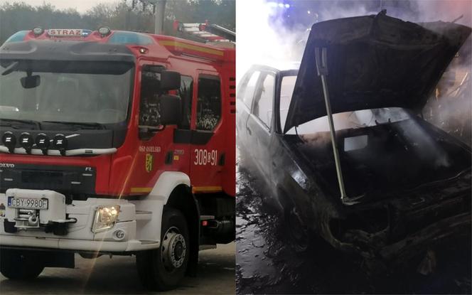 Nocny pożar w Mogilnie. Auto spłonęło doszczętnie [ZDJĘCIA]