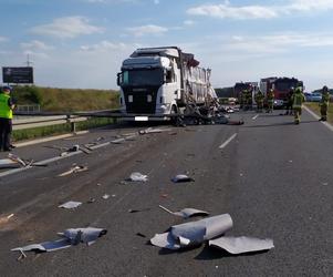 Zderzenie dwóch tirów na S5 koło Leszna