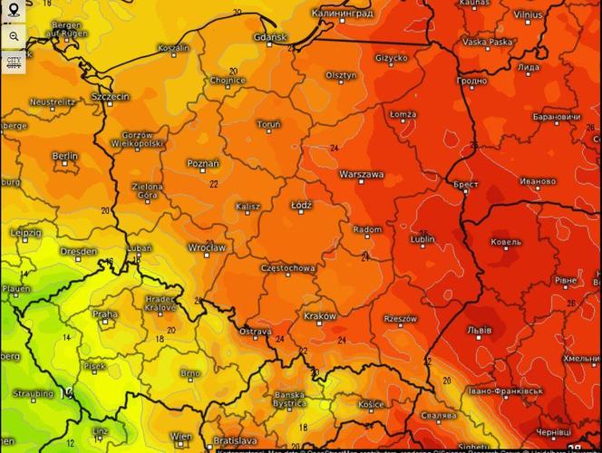 Mapa gorąca w Polsce 9 września 2024