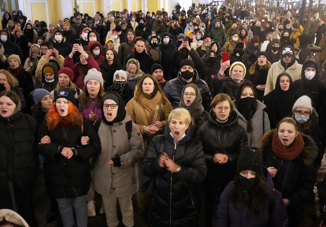 Protesty w Rosji przeciwko wojnie z Ukrainą.