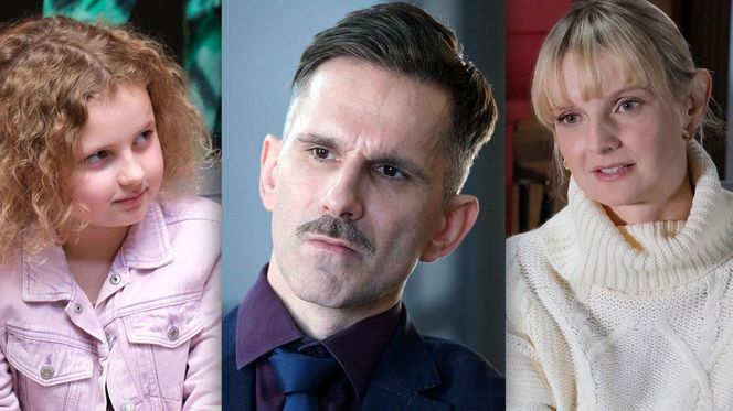 M jak miłość odc. 1868. Pola (Hania Nowosielska), Kamil (Marcin Bosak), Weronika (Ewelina Kudeń-Nowosielska)