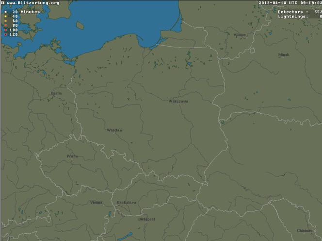 BURZE w Polsce 18.04.2013: GDZIE jest burza - NA ŻYWO - MAPA BURZOWA