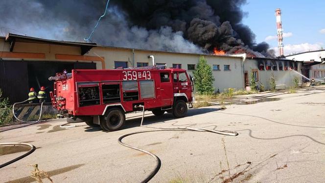 Koniecpol: OGROMNY pożar w fabryce! Gęsty dym widać z dużej odległości