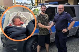 Policjant z Pelplina przyjął poród w radiowozie! Niezwykłe narodziny małego Juliana