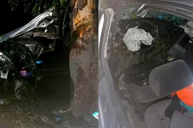 Koszmarny wypadek pod Płockiem! 30-latek zakleszczony w skodzie po uderzeniu w drzewo [ZDJĘCIA]