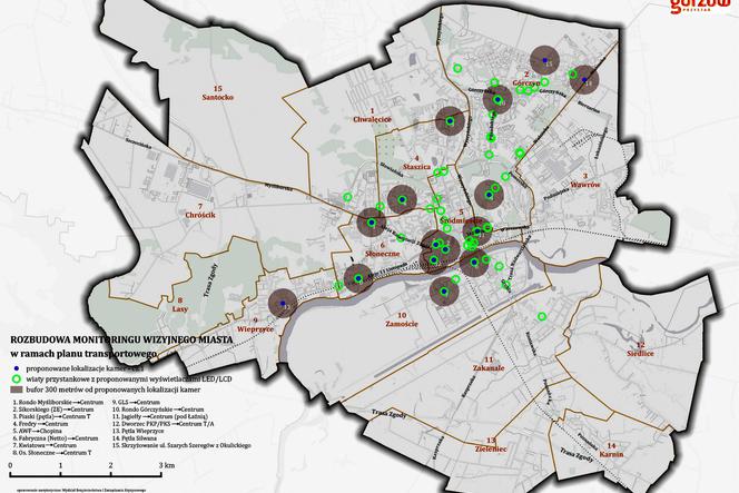 Mapa rozbudowy monitoringu miejskiego w Gorzowie Wlkp.