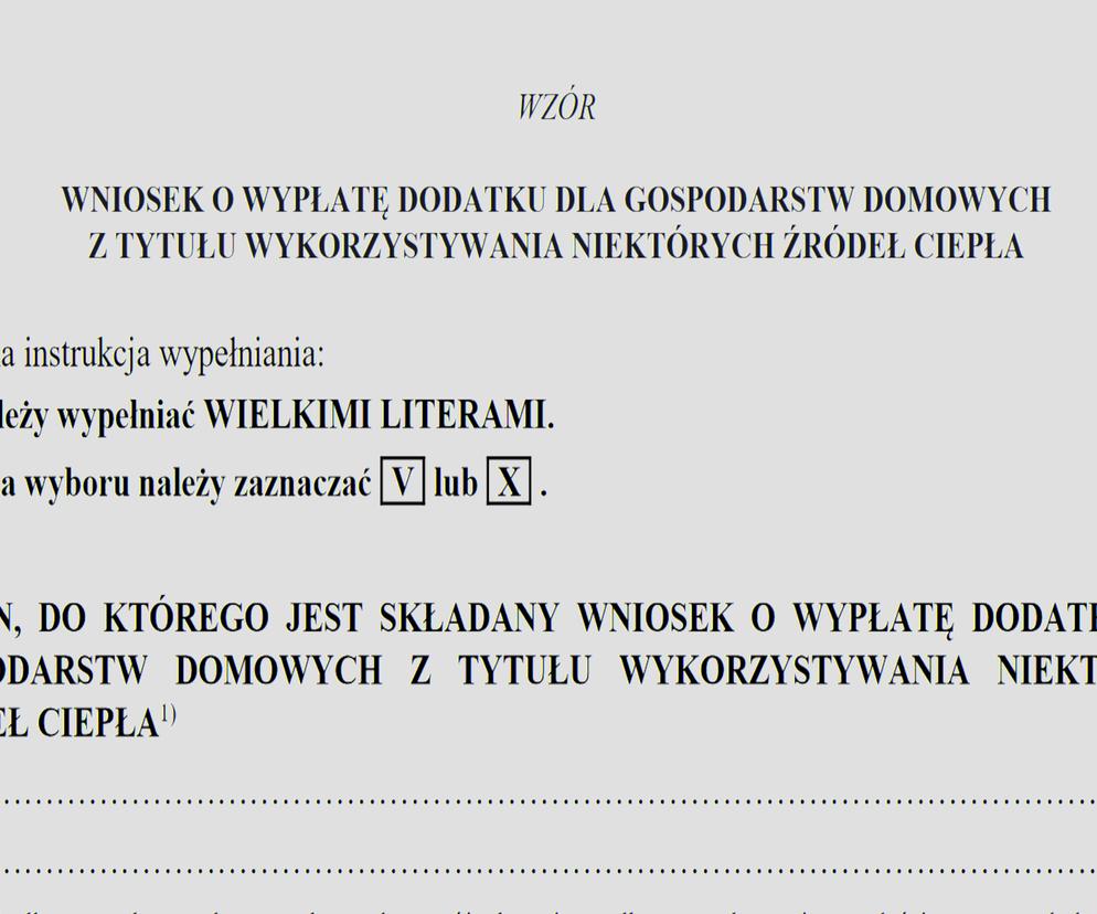 Wzór wniosku o wypłatę dodatku energetycznego