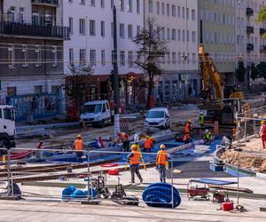 Budowa tramwaju na Rakowieckiej w Warszawie