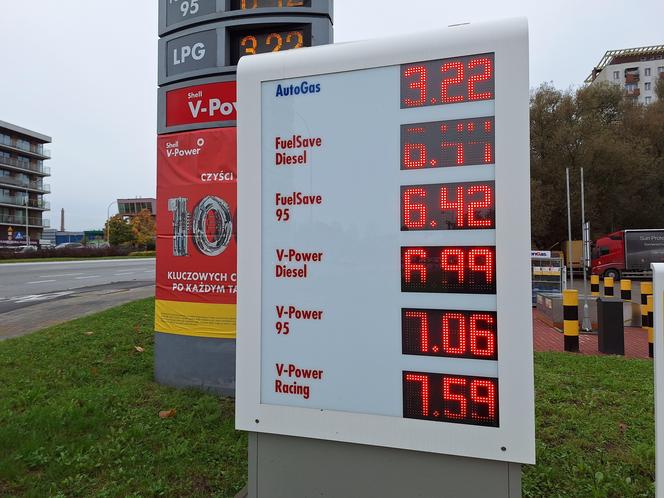 Ceny paliw na stacji Shell przy ulicy Hetmańskiej w Rzeszowie