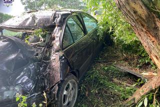 Lublin. Cudem przeżyli. Honda roztrzaskała się na drzewie. W środku 4 osoby. Wszyscy młodzi i pijani