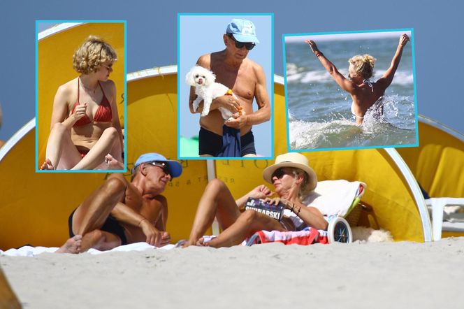 Jan Englert z żoną i ćorką w Juracie