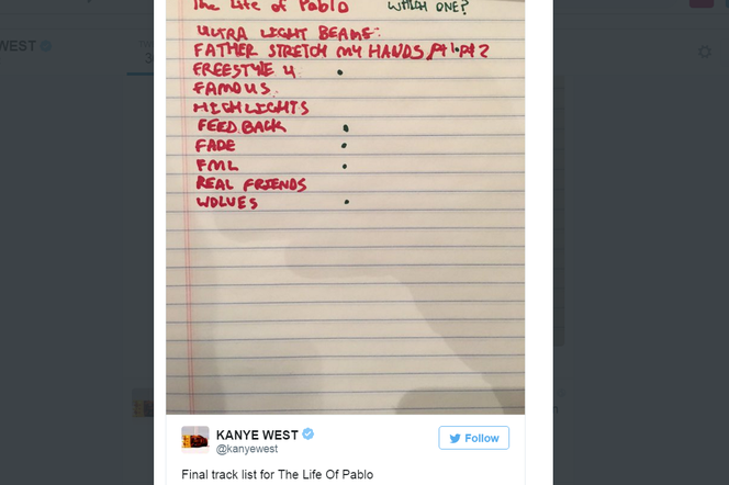 Kanye West - nowa płyta 2016 The Life of Pablo