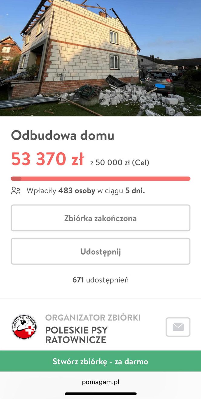 Małżeństwo ze wsi Wyryki dostało już pierwsze pieniądze od państwa. "Czekamy na oficjalne oszacowanie strat"