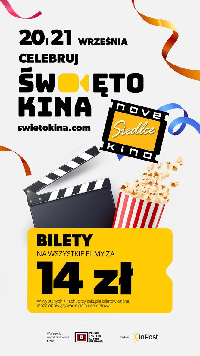 W dniach 20 i 21 września NoveKino Siedlce zaprasza na Święto Kina!