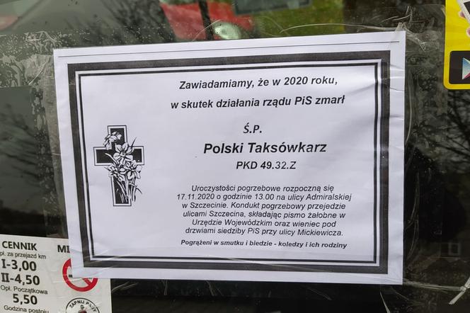 Szczecińscy taksówkarze utworzyli żałobny kordon i wyjechali na ulice miasta