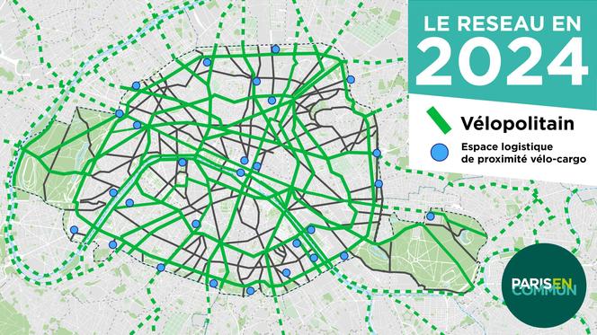 Proponowana sieć dróg rowerowych dla Paryża w roku 2024