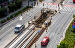 Remont torów tramwajowych na ulicy Marszałkowskiej w Warszawie